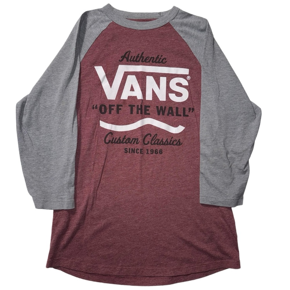 Vans Maroon and Gray Raglan Long Sleeve Tee